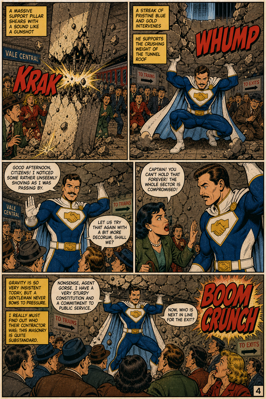 Silver age comic interior created with Obbo